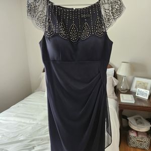 DJ-JAZ Womens Dress Navy Blue Size 10 Beaded Cocktail Embellished Evening Dress